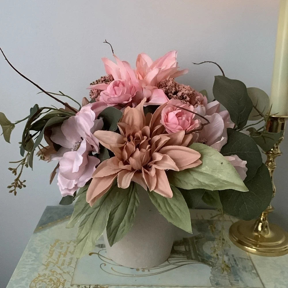 Ashland fall automate tabletop home decor‎ floral arrangement pink cottage girly